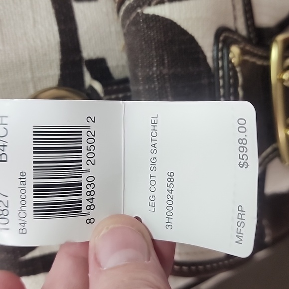 Coach NWT Brown & White Sigbature Satchel - Picture 3 of 12